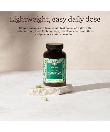 Aduna Organic Moringa Capsules 1500mg | 100% Pure Moringa Leaf for Energy Immunity & Focus | Natural Plant-Based Food Supplement for Tiredness Recovery & Breastfeeding | 180 Vegan Capsules - Buy Online on GoSupps.com