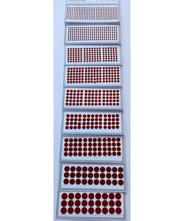 Deep Red Maroon Velvet Set of 9 Cards Dot Indian Bindi for women Tattoo Stickers Adhesive Body Jewelry Round Bindi Bridal Forehead Decor / Belly Decor / Stickers for crafts / Temporary Tattoo / Body Art / Jewel Dark Red ... - Buy Online on GoSupps.com