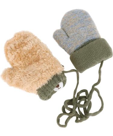 Buy Cute Cartoon Winter Mittens for Kids | Warm Knitted Gloves for 1-5 Years Old - Gray - International Shipping - Buy Online on GoSupps.com