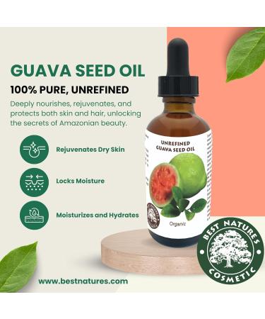 Organic Guava Seed Oil cold pressed for Skin & Hair Vitamin C Rich Antioxidant-Rich Hydrating Oil for Glowing Skin & Frizz-Free Hair 1 oz / 30ml 1 Fl Oz (Pack of 1) - Buy Online on GoSupps.com
