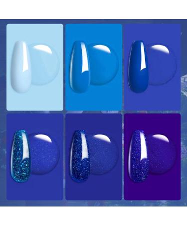 6 Colors Dip Powder Set - Royal Blue Glitter Nail Art for DIY Manicure | Glossy Finish - Perfect Gift for Ladies - Buy Online on GoSupps.com