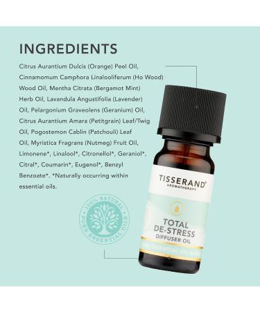 Tisserand Aromatherapy Total De-Stress Diffuser Oil - 9ml - Geranium, Nutmeg, Orange - 100% Natural Essential Oils - Buy Online on GoSupps.com