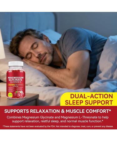 Magnesium Glycinate Gummies 600MG High Absorption Magnesium Supplement for Women Men and Kids - Muscle Support | Sleep Focus & Relaxation | Sugar Free | Vegan | 120 Chews - Buy Online on GoSupps.com