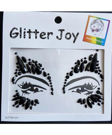 Rhinestone Festival Face Jewels 4-Pack - Temporary Tattoo Stickers for Rave, Body Gems, and Bindi - Black - Buy Online on GoSupps.com
