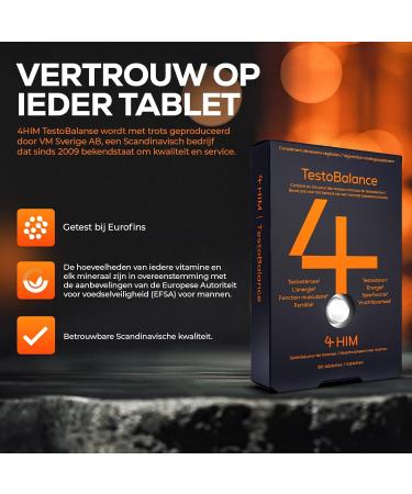 VM Sverige AB 4 HIM TestoBalance Testosterone Supplements for Men with Zinc LArginine Vitamin D3 and Fenugreek for Energy Muscle Function and a Normal Testosterone Level - Buy Online on GoSupps.com