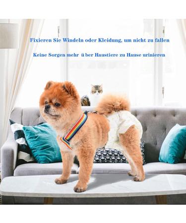 Tessveya Dog Wind Trousers - 2 Piece Diaper Harness & Belly Straps for Female Dogs Puppies | Stylish Pet Clothing in Rainbow & Blue S - Buy Online on GoSupps.com
