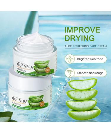 Aloe Vera Face Cream - Face Moisturizer For Women - Hydrating Face Moisturiser For All Skin Types -Night Cream for Women Anti Aging - Good For Anti-Wrinkle Acne Soothing and Moisturizing - Buy Online on GoSupps.com