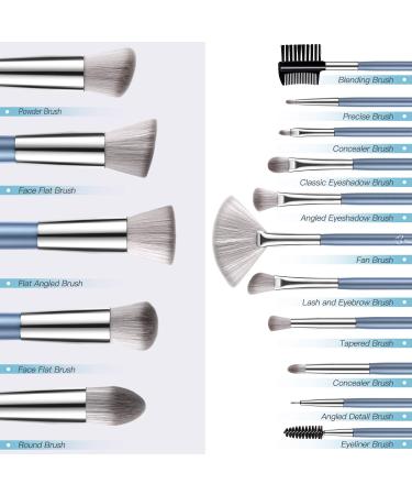 Premium Synthetic Makeup Brush Kit | Blending Face Powder Blusher Concealer & Eyeshadow Brushes - Blue - Buy Online on GoSupps.com