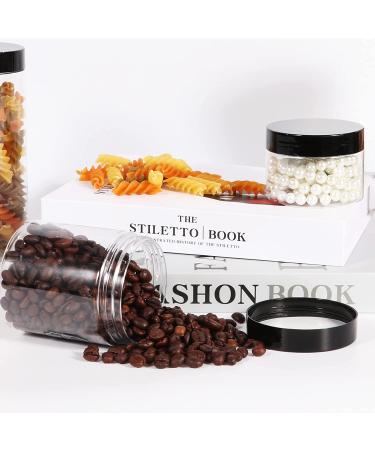 40 Pack 180ml Clear Plastic Jars with Black Lids | Refillable Round Containers for Slime & Beauty Products | Includes Pen & 80 Labels | 6oz - 40 Pack - Buy Online on GoSupps.com