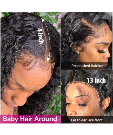 30 Inch Water Wave Lace Front Human Hair Wig for Black Women - Brazilian Wet & Wavy Virgin Hair, Pre Plucked with Baby Hair - Natural Black Color - 150% Density - Buy Online on GoSupps.com