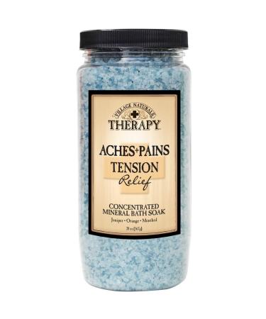 Village Natutrals Aches + Pains Tension Relief Bath Soak 20 Ounce (591ml) (3 Pack)