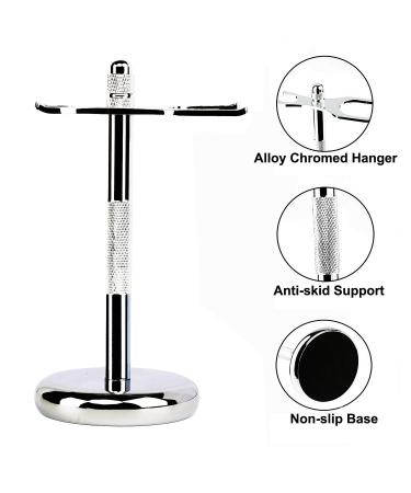 Silver Razor and Brush Stand for Shaving - Perfect Shaver Stand - Buy Online on GoSupps.com