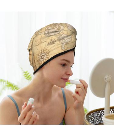 Hair Towel Wrap with Button - Quick Dry Hair Turban | World Map Design - Buy Online on GoSupps.com