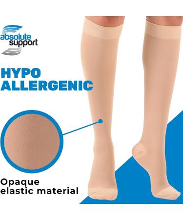 Made in USA 30-40mmHg Compression Knee Hi Socks - Unisex Support Stockings for Travel and Work - Beige, Large (1 Pair) - Buy Online on GoSupps.com