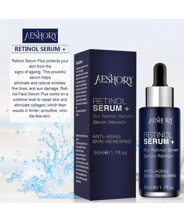 Aeshory Retinol Serum 50ml - High Strength 5% Retinol, 30% Vitamin C, E & Hyaluronic Acid - Anti Aging Facial Serum for Fine Lines & Skin Repair - Buy Online on GoSupps.com