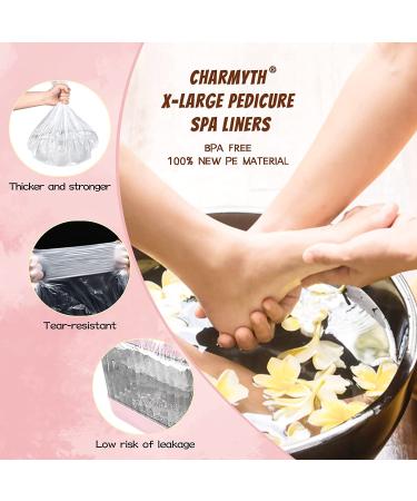 Charmyth XL Disposable Pedi Guard Bath Liners - Spa Footsie Clear Pedicure Liners for Foot Bath/Massage - Thick Elastic - XL Size - Buy Online on GoSupps.com