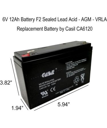 Casil 6V 12Ah Replacement Battery - Compatible with 100-001-136 | International Shipping Available - Buy Online on GoSupps.com