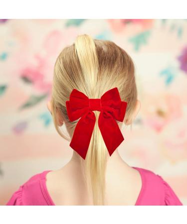 Niuhong 4 Pieces Large Bow Hair Clips Fabric Hair Bow Women Hair Clips Ponytail Holder Girls Bow Tie Hair Bows Clips Hair Bow Headband Velvet Bow Hair Clips Hair Band Red - Buy Online on GoSupps.com