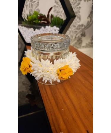 Traditional Indian Hair accessories Small White Gajra with yellow rose Artificial Flower Jewelry Handmade Veni tiara For Women Party Wear bridal mehndi Hair Bun (1 pc) - Buy Online on GoSupps.com