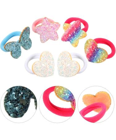 Holibanna 5 Pairs girls' sequin rubber band hair ties for children hair ropes girl elastic hair tie sparkle hair ties glitter star hair ties kids hair ties Holder High elasticity baby fabric - Buy Online on GoSupps.com