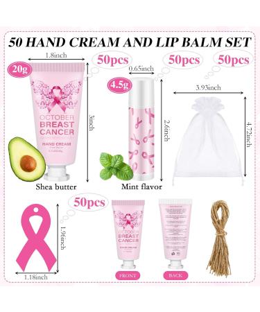Bulk Breast Cancer Awareness Gifts: 50 Pink Ribbon Lip Balm & Hand Cream Sets | Perfect for Offices & Survivors - Buy Online on GoSupps.com