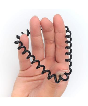 Reskthetic High-Quality Spiral Hair Tie - Eco-Friendly Gentle on Hair Transparent/Black - Perfect for Girls & Women (4 x 3.5 cm) - Buy Online on GoSupps.com