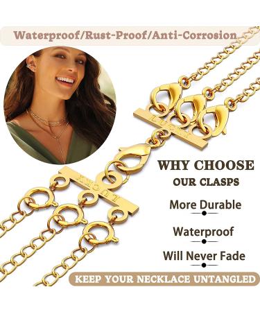 Dailyacc Lucky Necklace Layering Clasp - 18K Gold & Silver Multi Strand with Lobster Clasps - 3 Strand Gold Accent - Buy Online on GoSupps.com