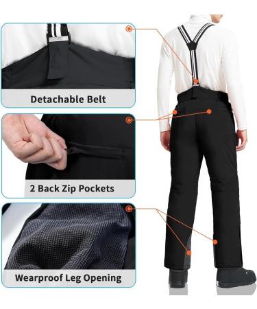 Men's Waterproof Ski Pants | Aoli Ray Outdoor Windproof Snow Pants with Braces - Ideal for Hiking & Snowboarding - Size L Black - Buy Online on GoSupps.com
