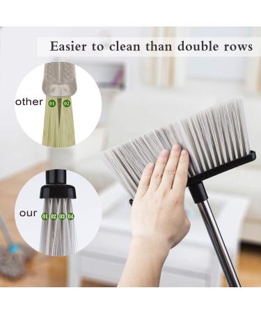 Indoor Upright Broom and Dustpan Set with Lid - Long Handle Sweeper for Home, Office, Kitchen, Garden - Ideal for Pet Hair - Dark Black - Buy Online on GoSupps.com