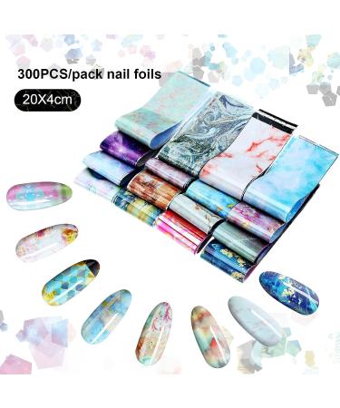 300 Sheets Nail Art Foil Transfer Sticker Set - Laser Flower Adhesive Decals for Women & Girls DIY Nail Art Decoration (Star-Print Style) - Buy Online on GoSupps.com