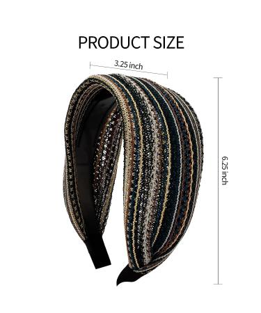 ACO-UINT Boho Headband for Women - Non-slip Wide Headband with Teeth | Blue Thick Fashion Hair Accessory for Women and Girls - Buy Online on GoSupps.com