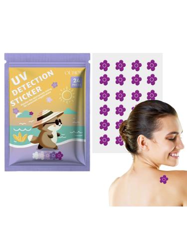 Sunscreen Reminder Stickers - 5 Style Uv Detecting Patches Natural Patch | Changes Color When Time Reapply Your Sun Protection Cream Outdoor Summer Face Protective Sticker for Uv Protection 24 flowers