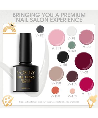 VOXURY 12Pcs Nude Pink Wine Gel Nail Polish Set | Long Lasting Classic Colors | Soak Off LED/UV Nail Lamp | 0.20 Fl Oz (Pack of 12) - Buy Online on GoSupps.com