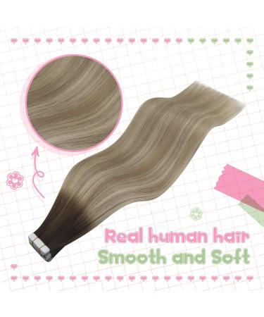 Youngsee Real Hair Tape-in Extensions - Balayage Tape Extensions 35cm Remy Hair 50g 20pcs - Invisible Adhesive #3/8/25 & #3/8/22 - Buy Online on GoSupps.com