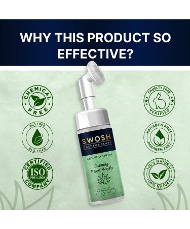 Buy SWOSH Aloe Vera and Neem Foaming Face Wash with Silicone Exfoliating Brush - 100 ml | Perfect for Men & Women | International Shipping Available - Buy Online on GoSupps.com