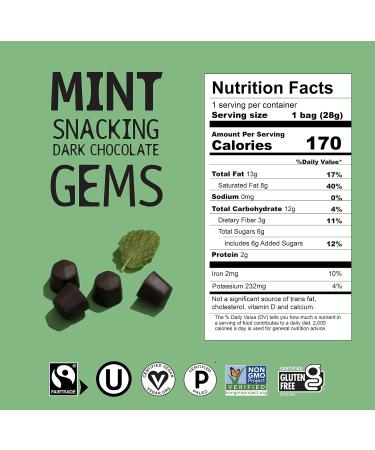 Organic Minty Chocolate Chips 1 oz | 12 Pack Vegan Snacks | Paleo Dark Chocolate Baking Chips | Non GMO Kosher | Great for Baking & Snacking - Buy Online on GoSupps.com