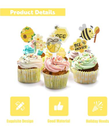 12Pcs Bumble Bee Cupcake Toppers Bee Honeycomb Sunflower Shape Cupcake Picks Decorations for Kids Girls Birthday Baby Shower Honey Bee Themed Party Supplies Cake Decor Bee Day - Buy Online on GoSupps.com