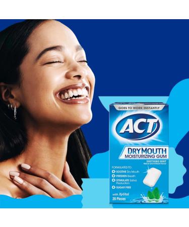 ACT Dry Mouth Moisturizing Gum 20 Pieces With Xylitol Sugar Free Soothing Mint and ACT Dry Mouth Lozenges with Xylitol Soothing Mint 36 Lozenges - Buy Online on GoSupps.com