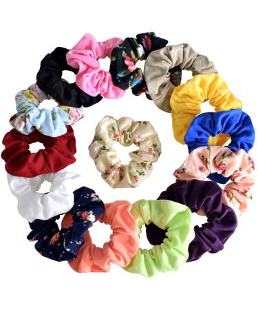 Cotton Elastic Hair Scrunchies Set - 15 Pcs Hair Accessories for Women/Girls - Buy Online on GoSupps.com