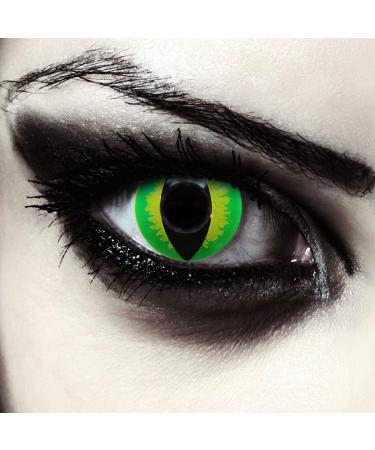 Design lenses colored green cat eyes Halloween costume contact lenses 1 pair (2 pieces) soft dragon color lenses without strength "green dragon"