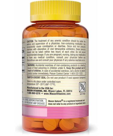 High Potency Mason Natural Slow Release Iron - Supports Red Blood Cells, Gentle on Stomach, 60 Tablets (3 Pack) - Buy Online on GoSupps.com