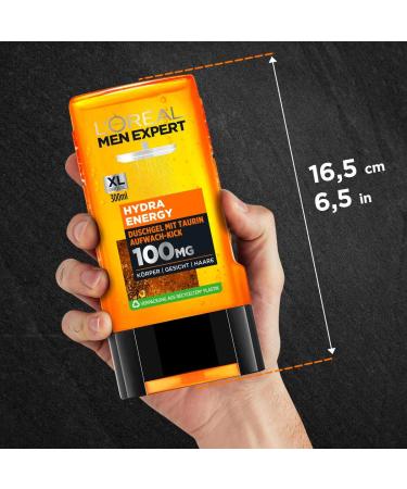 L'Or al Paris Men Expert Hydra Energy Shower Gel - 300ml | Body Hair & Face Cleanser for Men Refreshing Mint - Buy Online on GoSupps.com