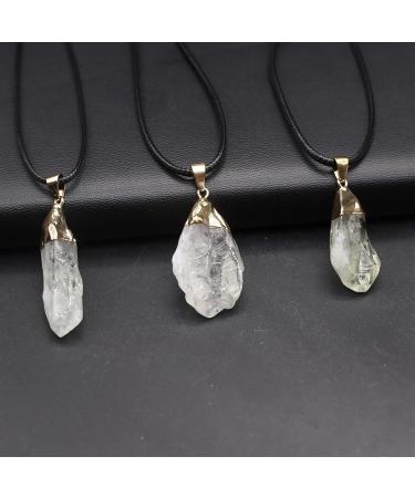 1pcs Irregular Natural Clear Quartz Stone Pendant Necklaces Rope Chains Crystals Raw Stone Necklace for Women Jewelry 15X42mm Full of Texture (Color : G) - Buy Online on GoSupps.com