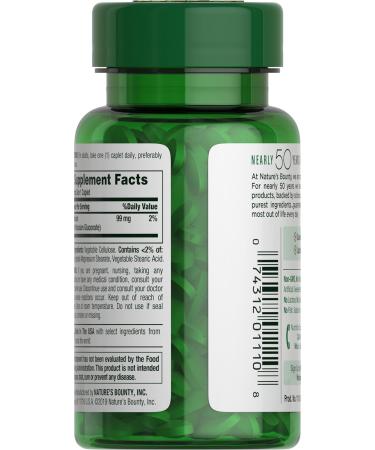 Nature's Bounty Potassium 99mg Supports Fluid Balance and Muscle Activity Involved in Normal Heart Function Potassium Gluconate Dietary Supplement 1 Per Day 100 Vegetarian Caplets (Pack of 3) - Buy Online on GoSupps.com