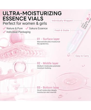 Japan Sakura Serum Ampoule Intensive Hydration & Soothing Skin Cherry Blossom Essence Ampoules for Face Sakura Extract + Vitamin C Smooth Fine Lines Moisturizing Skin Care 2 Boxes of 20 Ampoules - Buy Online on GoSupps.com