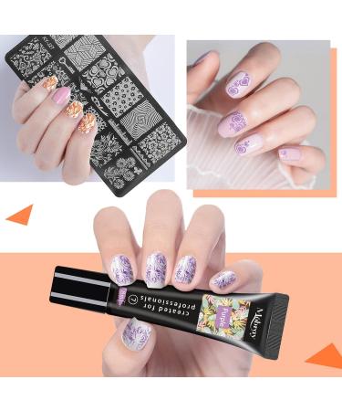 Mobray Nail Stamping Polish Gel Set - 6 Colors 8ml each with Scraper Tool for Women and Girls - Nail Art Design Kit in Blue, Purple, Orange, Green, Pink, Yellow - Buy Online on GoSupps.com