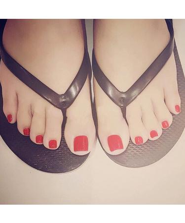 RODAKY Glossy Red Press On Toe Nails - 24PCS False Toe Nail Set for Women - Buy Online on GoSupps.com