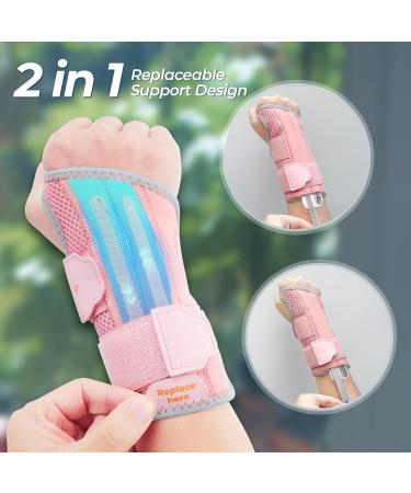 CureCare Adjustable Wrist Support with 2 Rails for Pain Relief | Carpal Tunnel & Tendinitis Bandage (L/XL Left Pink) - International Shipping Available - Buy Online on GoSupps.com