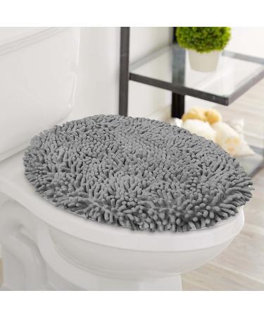 LuxUrux Toilet Lid Cover - Extra-Soft Plush Seat Washable Shaggy Microfiber Standard Lid Cover for Bathroom - Light Grey (18 x 18'') - Buy Online on GoSupps.com