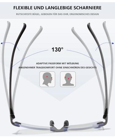 Lanomi Frameless Reading Glasses for Men - Rectangular Blue Light Filter Rimless Design Spring Hinges Transparent Gray 1.0x Visual Aid - Buy Online on GoSupps.com